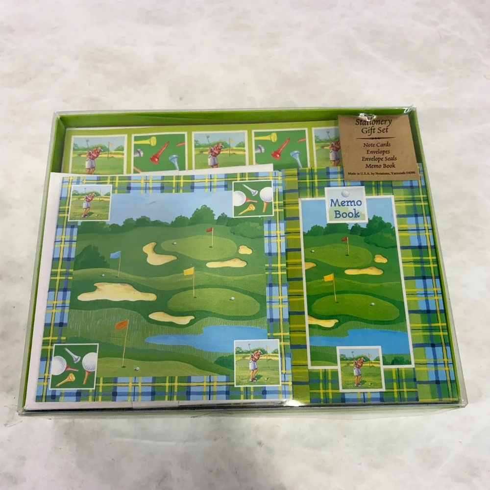 Vintage 1998 Notations Golf Stationery Gift Set Geraldine Aikman Note Cards Memo
